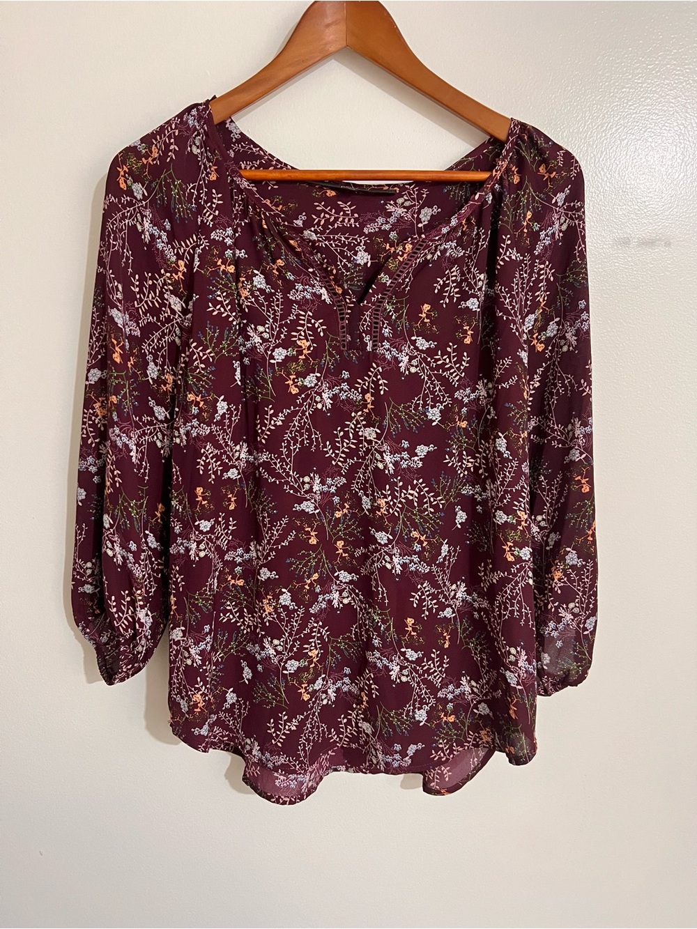 Fun2fun Women Medium Purple Floral
3/4 Sleeve Boho Indie Whimsigoth Cottage Top